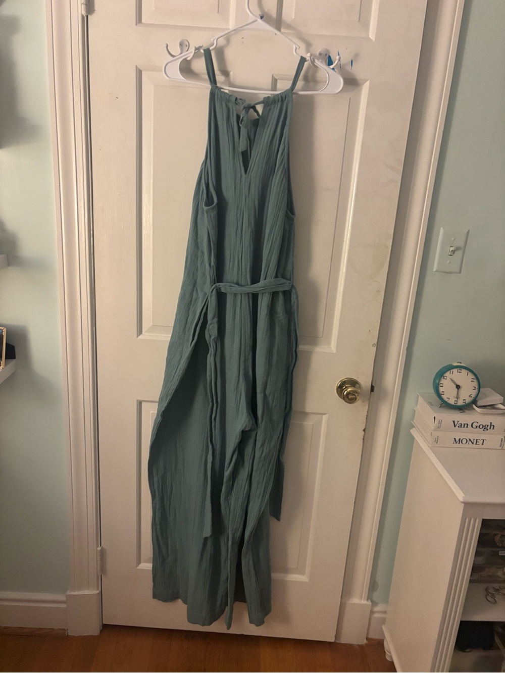 Pact Revive Halter Jumpsuit crinkle gauze texture size large